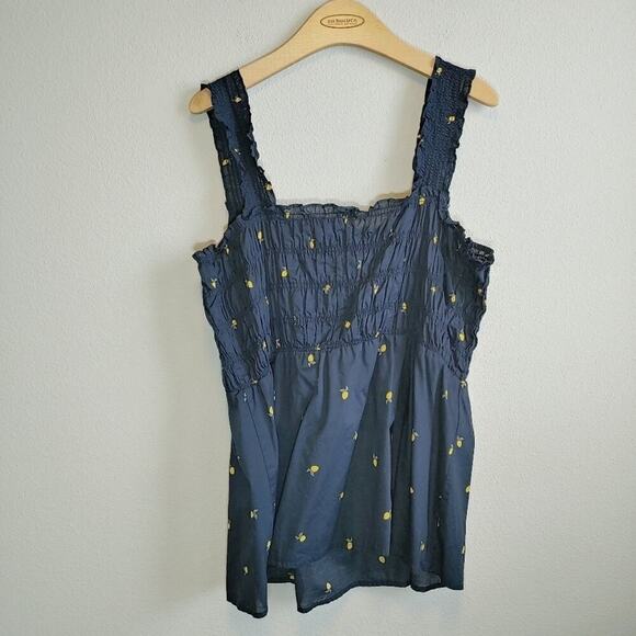 Lane Bryant Lemon Print Smocked Tank Top Sz 12 - Picture 6 of 9